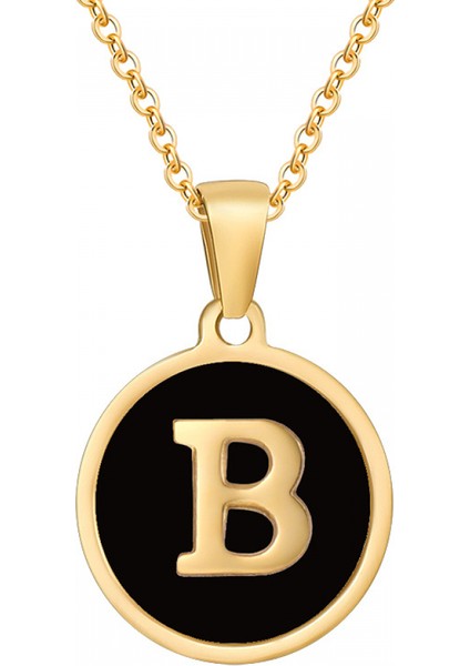 Kişiselleştirilmiş Ilk Kolye 18 K Altın Kaplama Paslanmaz Çelik Para Kolye Mektup Kolye Kadınlar Kızlar Için Unutulmaz Monogram Adı Kolye (Yurt Dışından)