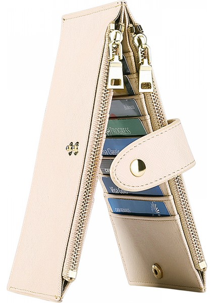 Slim Wallet – Minimalist Bifold Front Pocket Wallet Rfıd Blocking Credit Card Holder Cross Stripe Zipper Pocket Wallet, Rfid Wallet (Yurt Dışından)