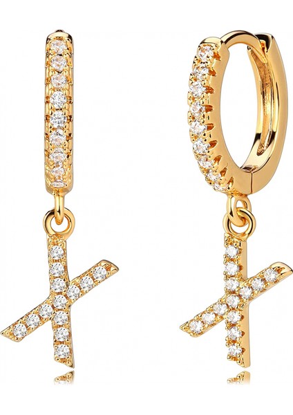 Avekı 18K Zarif Altın Kaplama Açacağı Kübik Zirkon Harf Charm Huggie Hoop Küpeler Harfleri Az 26 Harf Charm Küpeler Kişiselleştirilmiş Minik Dangle Minimalist Ilk Takı Sembolik Hediye (Yurt Dışından)