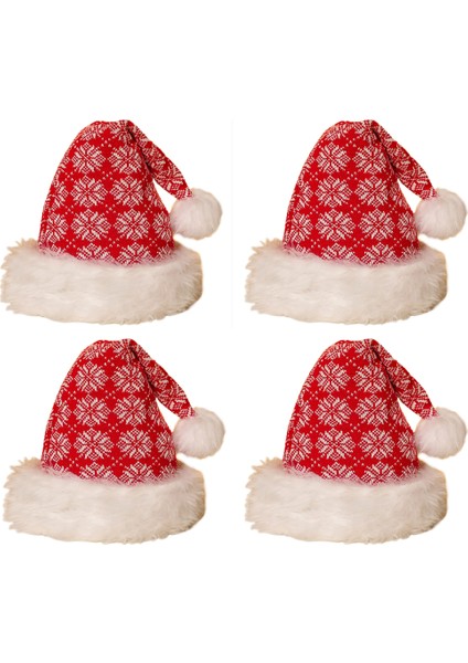 Paket Noel Şapka Karikatür Şapka Noel Kostüm Partisi ve Tatil Etkinliği Için Lüks Peluş Şapka (Kırmızı Kar Tanesi Peluş Şapka) (Yurt Dışından)