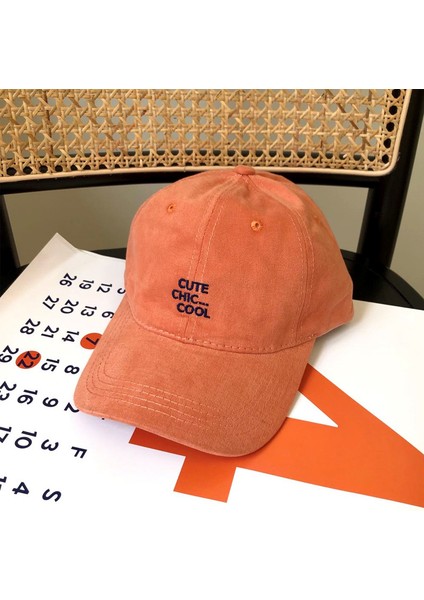 Şapka Kadın Alfabe Şapkası Yaz Ince Güneş Koruyucu Beyzbol Şapkası, Turuncu (Yurt Dışından)