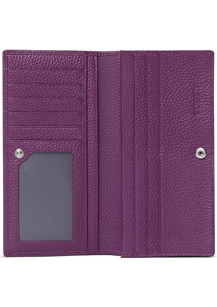 Kadın Cüzdan Rfıd Engelleme Deri Fermuar Cüzdan Debriyaj Bilek Kayışı Seyahat Uzun Cüzdan, Rfid Cüzdan (Mor) (Yurt Dışından)