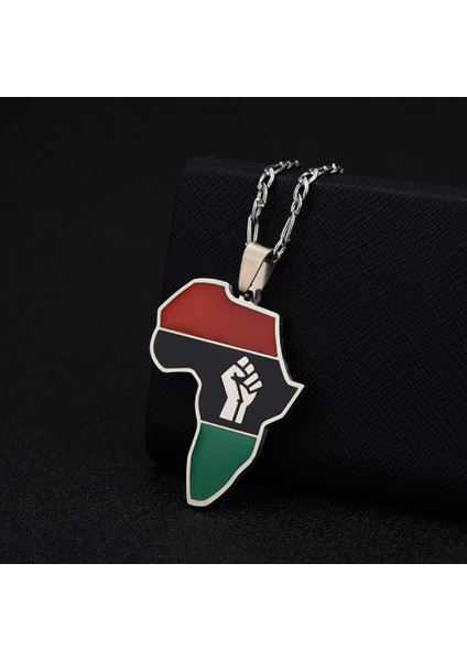 Paslanmaz Çelik Kolye Takı, Afrika Haritası Yumruk Kolye, Erkekler ve Kadınlar Için Moda Aksesuarları, Aile Veya Arkadaşlar Için En Iyi Hediye (Çelik Rengi) (Yurt Dışından) fırsatları