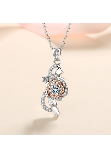 Zirkon Gül Kolye Kolye 5mm S925 Gümüş D Renk Kadınlar Için Ideal Kesim Pırlanta Kolye (Yurt Dışından) fiyatları