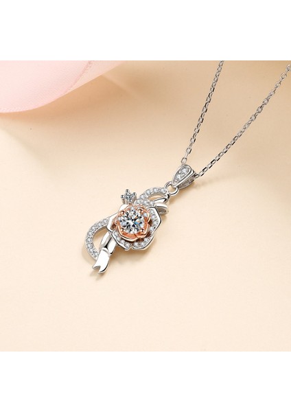 Zirkon Gül Kolye Kolye 5mm S925 Gümüş D Renk Kadınlar Için Ideal Kesim Pırlanta Kolye (Yurt Dışından) fırsatları