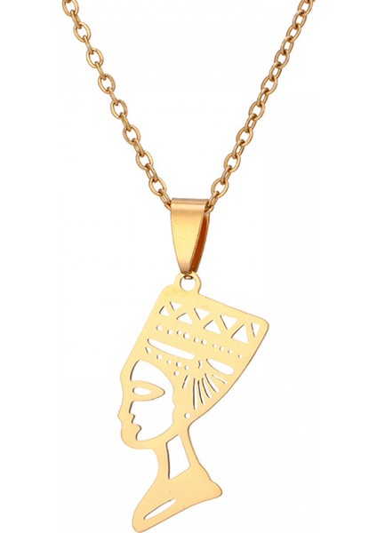 Titanyum Çelik Kolye Takı, Afrika Mısır Altın Kraliçesi Nefertiti Kolye, Erkekler ve Kadınlar Için Moda Aksesuarları, Aile Veya Arkadaşlar Için En Iyi Hediye (Yurt Dışından)