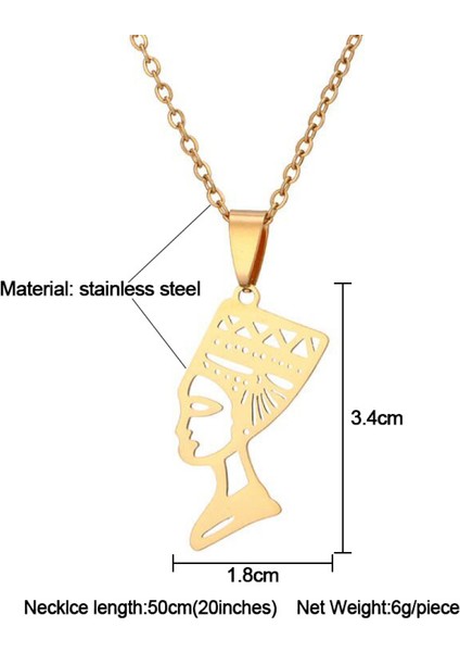 Titanyum Çelik Kolye Takı, Afrika Mısır Altın Kraliçesi Nefertiti Kolye, Erkekler ve Kadınlar Için Moda Aksesuarları, Aile Veya Arkadaşlar Için En Iyi Hediye (Yurt Dışından)