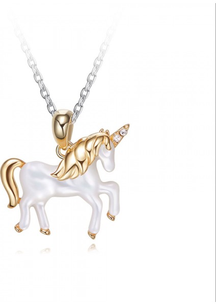 S925 Gümüş Şanslı Unicornlove Kalp Kolye Kadın Kızı Kız Arkadaşı Için (Yurt Dışından)