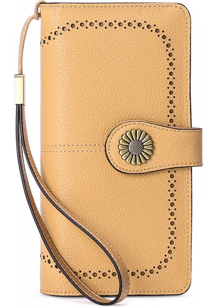 Kadın Cüzdan Yumuşak Deri Tasarımcı Üç Katlı Çoklu Kart Düzenleyici Kadın Clutch, Büyük, Kartlıklı Cüzdan (Krem Rengi) (Yurt Dışından)