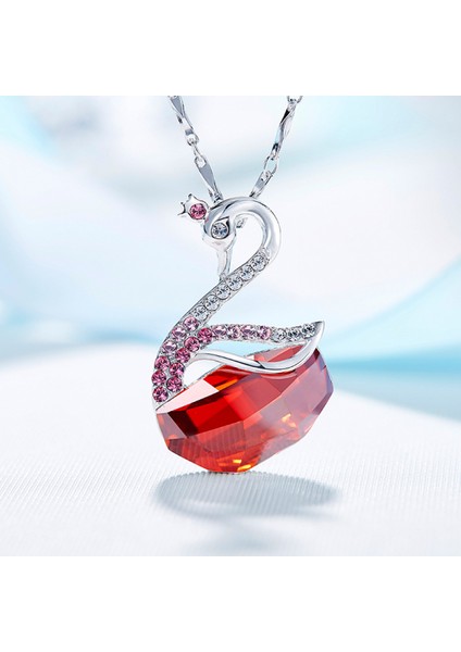 Romantik Sevgililer Yeni Yıl Hediyesi Mücevher Kolye, Kristal Kolye Kolye Takı Kadınlar Için Birthstone Kolye Kadınlar Için, Kuğu (Yurt Dışından)
