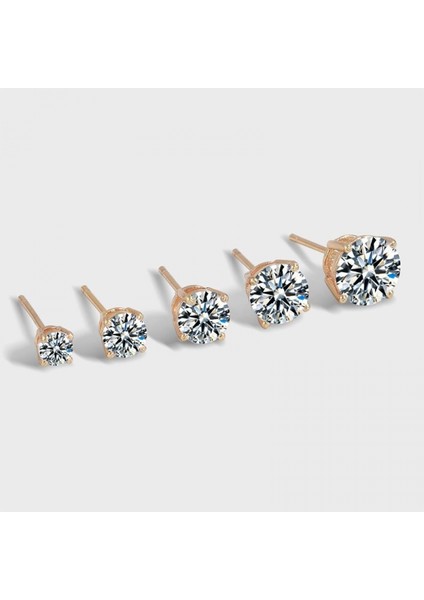 4 Çift Som Gümüş Hakiki Veya Yaldızlı Oluşturulmuş Kakmalı Zirkon Saplama Küpe, 4mm-8mm Moda Saplama Küpe, Sevgililer Günü, Anneler Günü ve Doğum Günü Hediyesi Olarak (Altın) (Yurt Dışından)