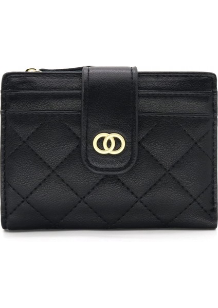 Blocking Card Holder Wallet For Women Pu Leather Organizer Zipper Coin Purse Bifold Small Clutch---Black (Yurt Dışından)