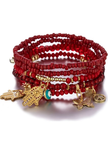 4 Takım Bohemian Ahşap Boncuk Bilezik Seti Kadınlar Için Çok Katmanlı Püskül Istiflenebilir Boncuklu Charm Streç Bildirimi Bilezik Seti (Yurt Dışından) modelleri