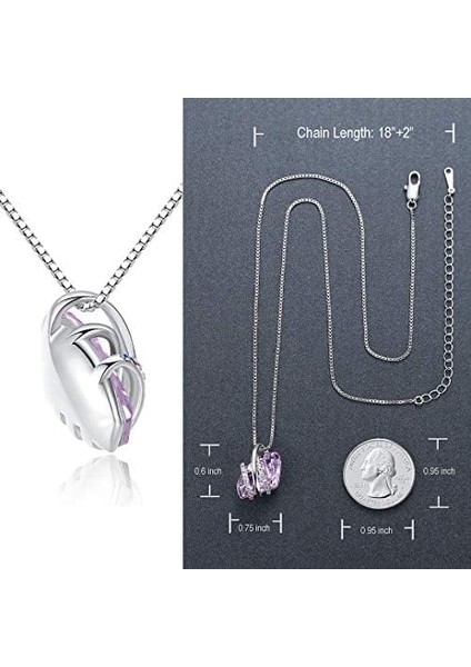 Birthstone Kristalli Kolye Kolye, 18 Ayar Pembe Altın/gümüş Kaplama, 18" + 2" Lavanta (Yurt Dışından)