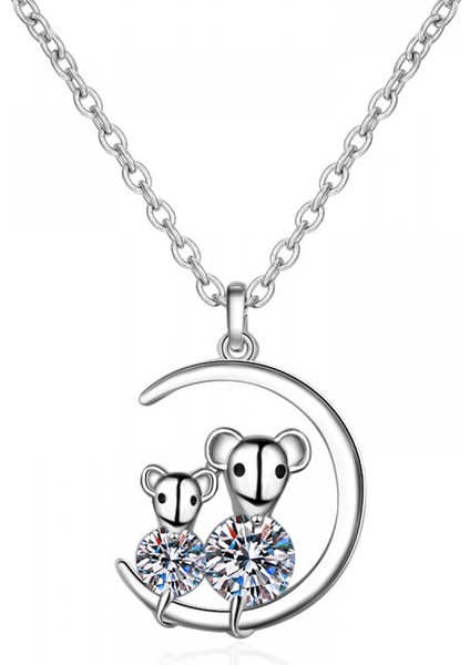 Mozanit Fare Kolye Kolye S925 Gümüş D Renk Kadınlar Için Ideal Kesim Pırlanta Kolye (Yurt Dışından)