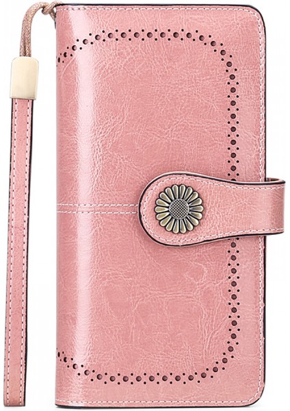 Kadın Cüzdan Yumuşak Deri Tasarımcı Üç Katlı Çoklu Kart Düzenleyici Kadın Clutch, Büyük, Kartlıklı Cüzdan (Pembe) (Yurt Dışından)
