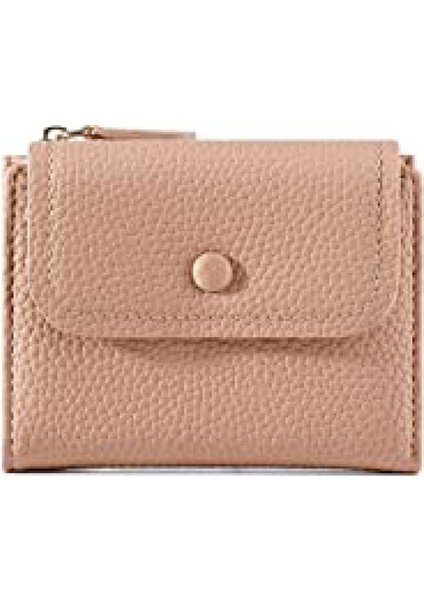 Fermuarlı Cep Üç Katlı Küçük Cüzdan Kart Sahibinin Kımlık Pencere Çanta Kadınlar Bayanlar Için Bozuk Para Kesesi (Pembe, Lychee Desen) (Yurt Dışından)