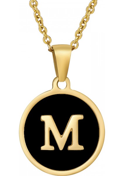 Kişiselleştirilmiş Ilk Kolye 18 K Altın Kaplama Paslanmaz Çelik Para Kolye Mektup Kolye Kadınlar Kızlar Için Unutulmaz Monogram Adı Kolye (Yurt Dışından)