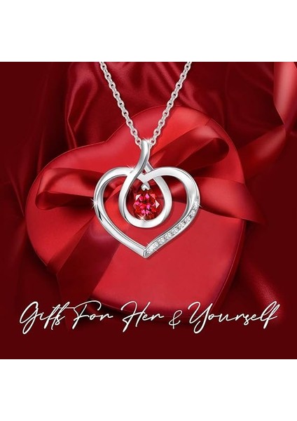 Yüksek Takı Birthstone Kolye Bayanlar Gümüş Gerçek Veya Oluşturulmuş Değerli Taşlar Sonsuza Kadar Aşk Kalp Kolye Kolye Açık Kırmızı (Yurt Dışından) fırsatları