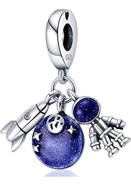Avekı Bilezikler Için 925 Ayar Gümüş Charm Avrupa Bilezikler Için Nazar Seyahat Dangle Charms Kolye Kolye Boncuk Takı Hediye Kadın Genç Kızlar Için, Galaxy Charm (Yurt Dışından)