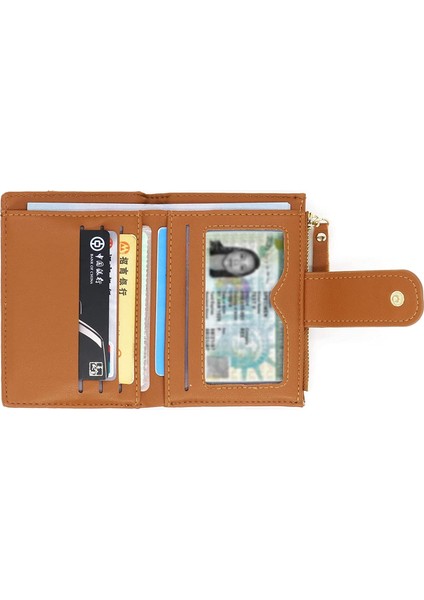 Engelleme Kartlıklı Cüzdan Kadınlar Için Pu Deri Organizatör Fermuar Bozuk Para Cüzdanı Bifold Küçük Debriyaj --- Brown7 (Yurt Dışından) modelleri