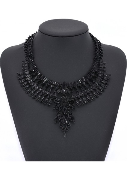 Bayanlar Kısa Kolye Tam Elmas Klavikula Kolye Moda Metal Aksesuarlar (Siyah) (Yurt Dışından) fiyatları