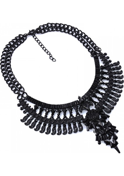 Bayanlar Kısa Kolye Tam Elmas Klavikula Kolye Moda Metal Aksesuarlar (Siyah) (Yurt Dışından) modelleri