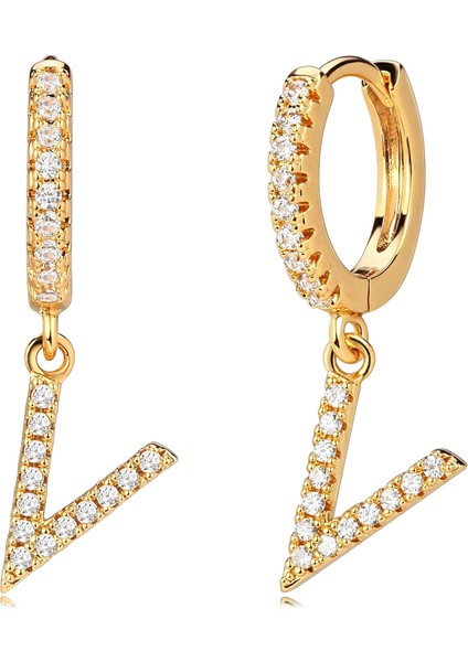 Avekı 18K Zarif Altın Kaplama Açacağı Kübik Zirkon Harf Charm Huggie Hoop Küpeler Harfleri Az 26 Harf Charm Küpeler Kişiselleştirilmiş Minik Dangle Minimalist Ilk Takı Sembolik Hediye (Yurt Dışından)