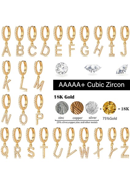 Avekı 18K Zarif Altın Kaplama Açacağı Kübik Zirkon Harf Charm Huggie Hoop Küpeler Harfleri Az 26 Harf Charm Küpeler Kişiselleştirilmiş Minik Dangle Minimalist Ilk Takı Sembolik Hediye (Yurt Dışından)