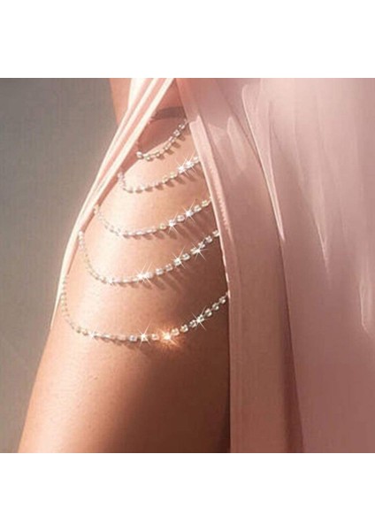 Avekı Boho Kristal Bacak Zincirleri Taklidi Vücut Zinciri Rave Parti Uyluk Zinciri Vücut Takı Aksesuarları Kadınlar ve Kızlar Için, Stil A-Altın (Yurt Dışından)