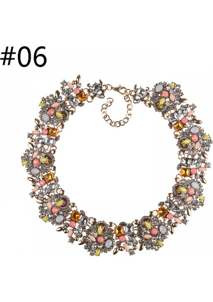 Pembe ve Şampanya Kristal Rhinestone Bildirimi Kolye, Vintage Tıknaz Zincir Gerdanlık Yaka Önlük Bildirimi Kolye Kadınlar Için Moda Kostüm Takı Kolyeler (Yurt Dışından)