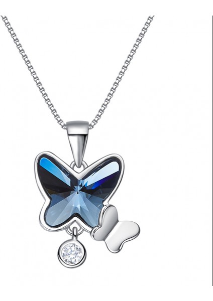 Romantik Sevgililer Yeni Yıl Hediyesi Mücevher Kolye, Kadınlar Için Kristal Kolye Kolye Takı Kadınlar Için Birthstone Kolye, Kelebek (Yurt Dışından)
