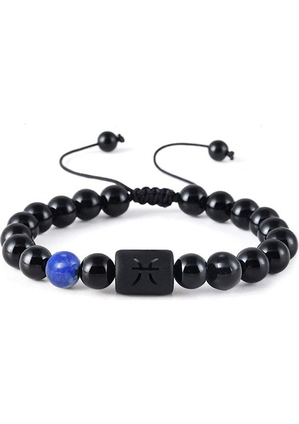 Erkekler Kadınlar Için Wekity Zodyak Bilezik, 8mm 10MM Doğal Siyah Oniks Taş Yıldız Burcu Takımyıldızı Burç Bilezik Hediyeler (Yurt Dışından)