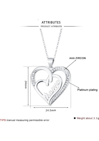 S925 Gümüş Zirkon Beyaz Altın Çift Aşk Anne Kolye, Anneye En Iyi Anneler Günü Hediyesi (Yurt Dışından) fiyatları