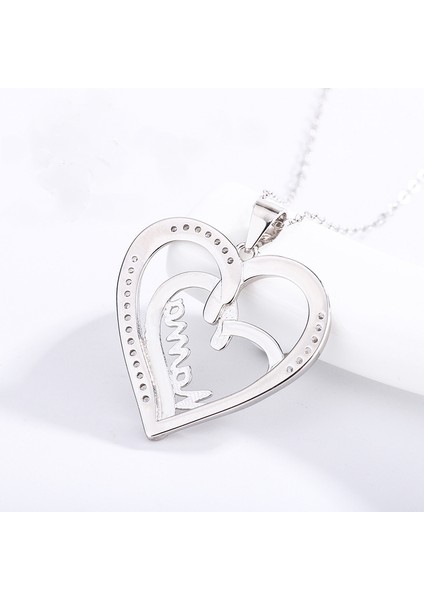 S925 Gümüş Zirkon Beyaz Altın Çift Aşk Anne Kolye, Anneye En Iyi Anneler Günü Hediyesi (Yurt Dışından) modelleri