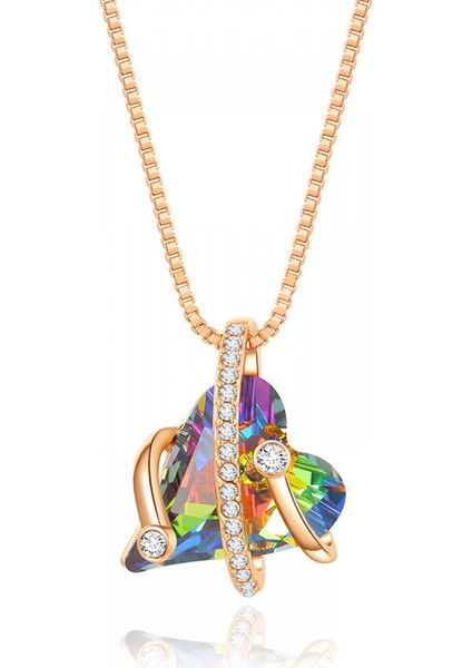 Romantik Sevgililer Yeni Yıl Hediyesi Mücevher Kolye, Kristal Kolye Kolye Takı Kadınlar Için Birthstone Kolye Kadınlar Için, Kalp (Yurt Dışından)