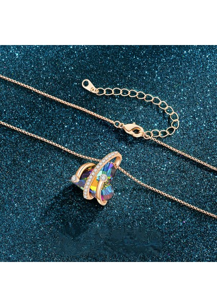 Romantik Sevgililer Yeni Yıl Hediyesi Mücevher Kolye, Kristal Kolye Kolye Takı Kadınlar Için Birthstone Kolye Kadınlar Için, Kalp (Yurt Dışından) modelleri