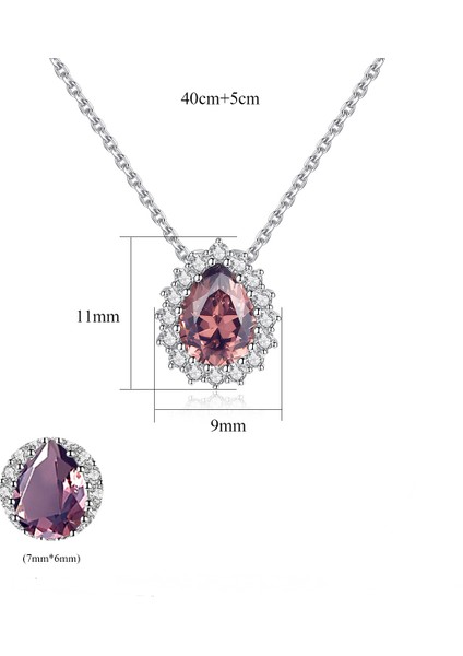 925 Ayar Gümüş Kristal Kolye Kolye 6.50 Ct Armut Şekli Taş Birthstone Kadınlar Için (Yurt Dışından)
