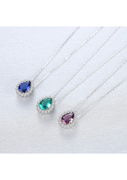 925 Ayar Gümüş Kristal Kolye Kolye 6.50 Ct Armut Şekli Taş Birthstone Kadınlar Için (Yurt Dışından)