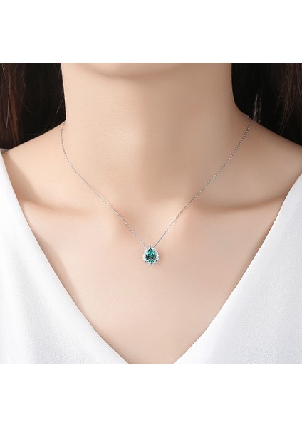 925 Ayar Gümüş Kristal Kolye Kolye 6.50 Ct Armut Şekli Taş Birthstone Kadınlar Için (Yurt Dışından)