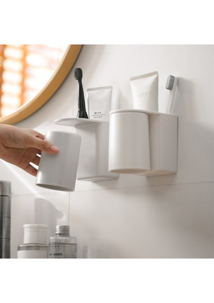 Elektrikli Diş Fırçası Tutucusu, Yumruksuz Duvara Monte Plastik Gargara Kabı, Diş Macunu ve Diş Fırçası Seti, Banyo Depolama Rafı (Yurt Dışından)