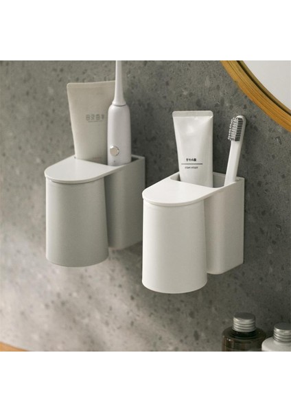 Elektrikli Diş Fırçası Tutucusu, Yumruksuz Duvara Monte Plastik Gargara Kabı, Diş Macunu ve Diş Fırçası Seti, Banyo Depolama Rafı (Yurt Dışından) modelleri