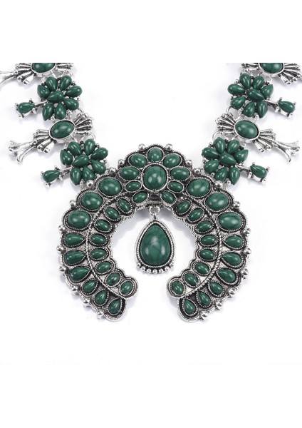 Kadın Kolye, Boho Turkuaz Çiçek Kolye Giyim Aksesuarları, Etnik Stil Takılar (Yeşil) (Yurt Dışından) fiyatları