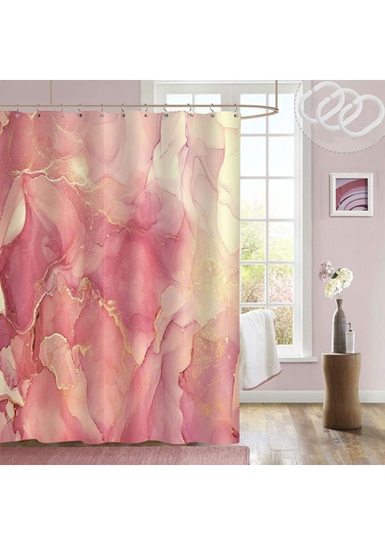 Mor Mermer Doku Duş Perdesi Soyut Lavanta Altın Polyester Banyo Perdesi (Yurt Dışından)