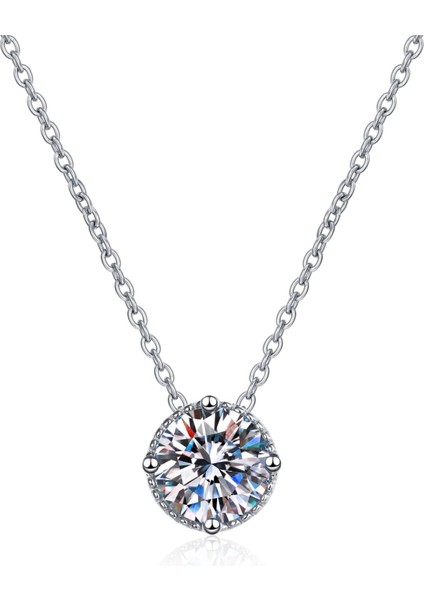 Mozanit Kolye Kolye 1ct S925 Gümüş D Renk Kadınlar Için Ideal Kesim Pırlanta Kolye (Yurt Dışından)