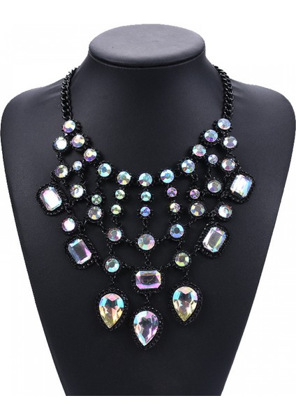 Bayan Kolye Çok Katmanlı Kristal Taş Püskül Kolye Bayan Moda Giyim Aksesuarları (Çok Renkli) (Yurt Dışından) fiyatları