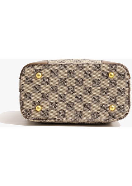 Kova Çanta Retro Dama Tahtası Omuz Çantası Sıcak Satış Dikiş Kontrast Renk Moda Omuz Crossbody Çanta (Yurt Dışından)