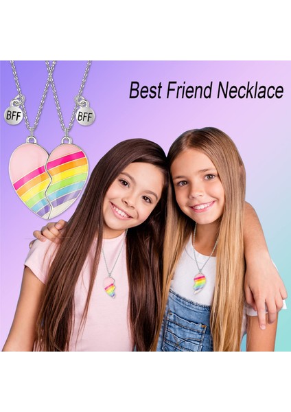 Avekı Çift Kalp Veya Kedi Bff Kızlar Için En Iyi Arkadaşı Bulmaca Dostluk Kolye Kolye, 316L Paslanmaz Çelik, 4-Gümüş (Yurt Dışından)
