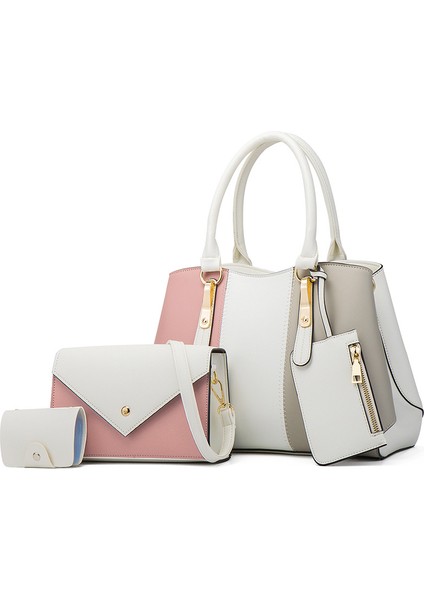 Yeni Kontrast Renk Anne Çantası Üç Parçalı Set Omuz Çantası Crossbody Çanta Çanta (Yurt Dışından)