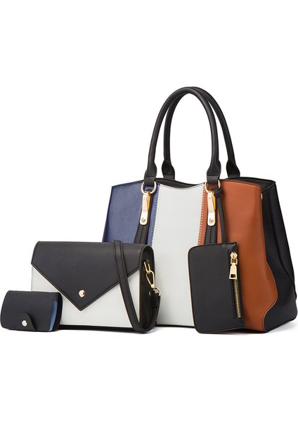 Yeni Kontrast Renk Anne Çantası Üç Parçalı Set Omuz Çantası Crossbody Çanta Çanta (Yurt Dışından)
